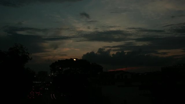 Timelapse of sunset over suburbs Singapore Asia
