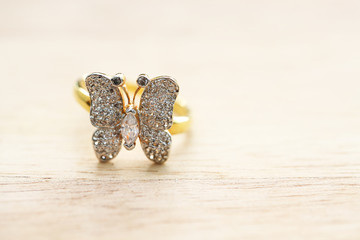 Butterfly diamond ring