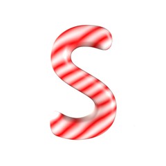 Red White candy letter S Isolated on white background