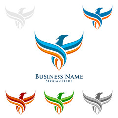 Obraz premium Logo orła, wektor Wild Eagle Bird Falcon Hawk Concept