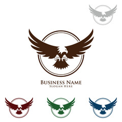 Naklejka premium Logo orła, wektor Wild Eagle Bird Falcon Hawk Concept