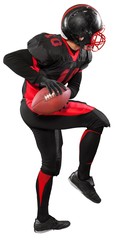 Fototapeta na wymiar Football Player Standing on One Foot and Throwing the Ball -