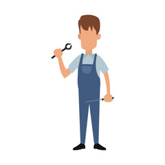 Obraz premium Construction worker avatar vector illustration graphic design