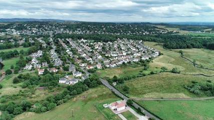 Fototapeta na wymiar Aerial image over the village of Kilmacolm in West Central Scotland.