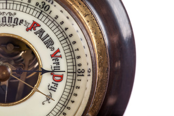 Heat wave. Very dry weather forecast by vintage barometer. Heatwave, climate change and global...