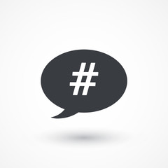 A concept graphic chat bubble with the hash tag