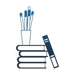 Books and cup with pens vector illustration graphic design