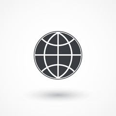 Earth icon. Globe icon background. Flat design style