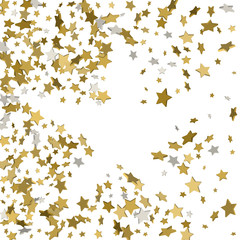 stars confetti, Frame of yellow shiny little stars , isolated on white background