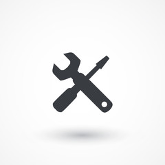 Wrench and screwdriver icon for web design. Setting icon