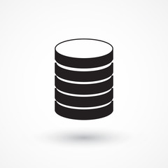Database icon, illustration. Flat design style