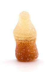 Sweet and Sour Gummy Cola Bottles on a White Background