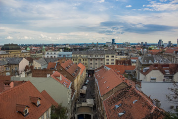 Fototapeta premium old city center street district from above