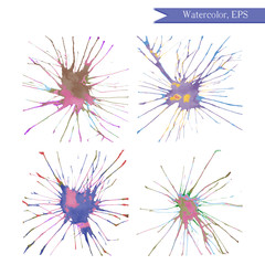 Set of watercolor handdrawn blots