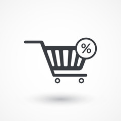 Percentage symbol in shopping cart icon