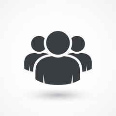 Group of people sign icon. Share symbol. Button with soft shadow. UI website navigation. Social network icons. Group of friends. Cutout people. Leader icon. Community icon. Multiple users silhouette