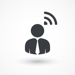 Person RSS sign | Wi-Fi isolated button icon. Flat style design icon