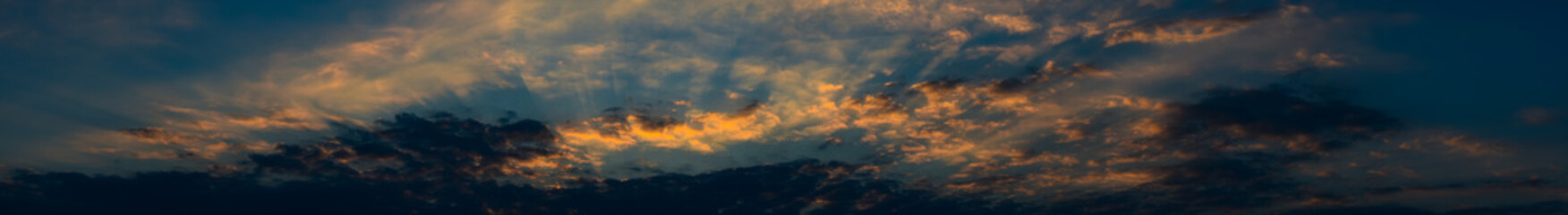 Panoramic view of sunset sky with clouds