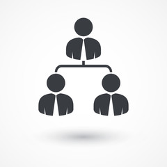 Corporate hierarchy, business network. Flat style design icon