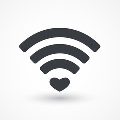 Heart shape and wifi sign. Happy valentine 's day background. illustration