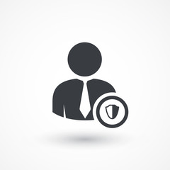 Illustration of shield icon with an avatar