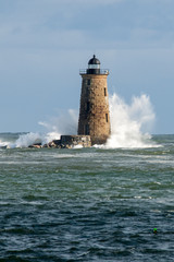 Unique High Tide Causes Waves to Wrap Around Stone Lighthouse Tower in Maine
