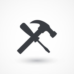 Hammer screwdriver icon. Tools icon. Flat icon