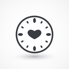 Clock with Heart. With no Minute and Hour Hand. Eternity of True Love Symbol. illustration flat design