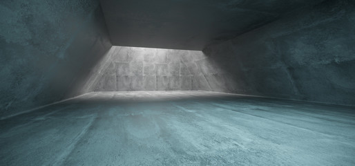 Concrete Long Triangle Shaped Underground Tunnel With Hole Sunlight Empty Space 3D Rendering