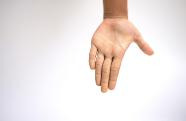 The blurring of the hand that spreads out. On a white background