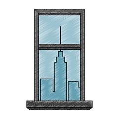 Window with cityscape view vector illustration graphic design
