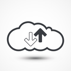 Cloud download and upload icon. Up and down arrows