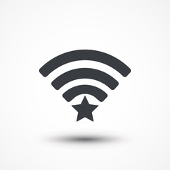Wifi star sign. Favorite Wi-fi symbol. Wireless Network icon. Wifi zone. Flat design style