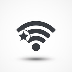 Wifi star sign. Favorite Wi-fi symbol. Wireless Network icon. Wifi zone. Flat design style