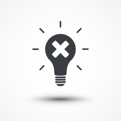 Light bulb and cross mark