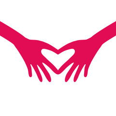 Hands in the form of heart. Symbol of love, care, kindness.  Vector illustration. - 215133605