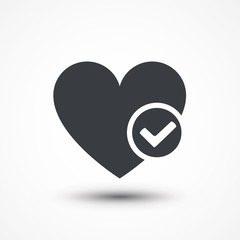 Heart sign web icon with check mark symbol. illustration design element