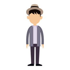Young man avatar with hat vector illustration graphic design