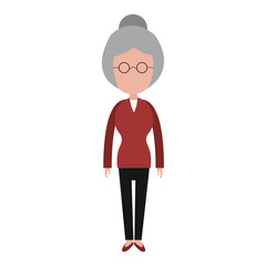 Old woman with glasses avatar cartoon vector illustration graphic design