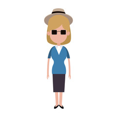 Young and fashion woman avatar with sunglasses and hat vector illustration graphic design