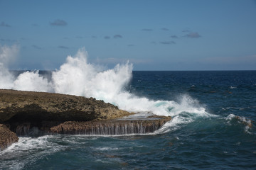 Large waves crushing at the shore