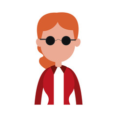 Young woman with sunglasses avatar cartoon vector illustration graphic design