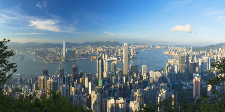 Skyline of Hong Kong Island and Kowloon from Victoria Peak, Hong Kong Island, Hong Kong