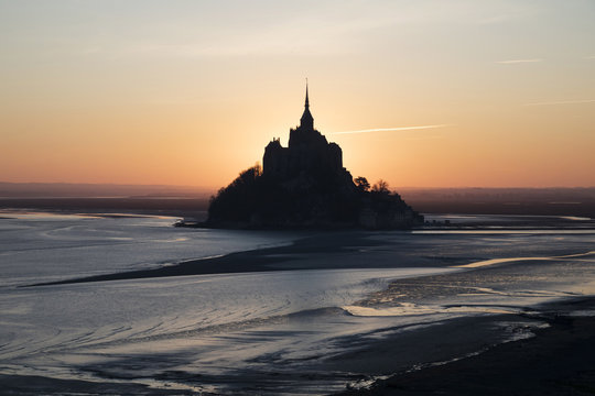 Mont Saint-Michel at sunrise, Manche, Normandy, France