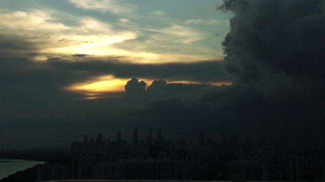 Timelapse of sunset with storm clouds Singapore Asia