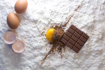 Chocolate cake recipe concept.