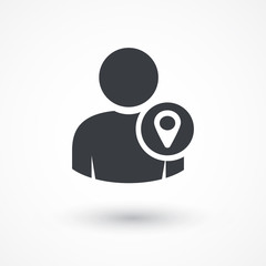 Person with map pointer icon