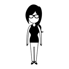 Young woman with sunglasses avatar cartoon vector illustration graphic design