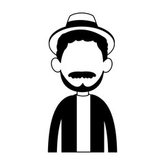 Young man avatar with beard and hat vector illustration graphic design