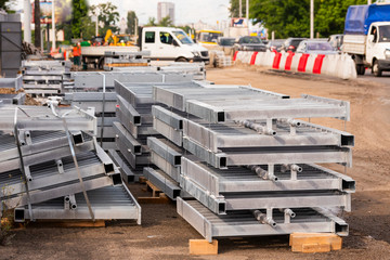 Metal elements of bumpers and fences for replacement when repairing the road